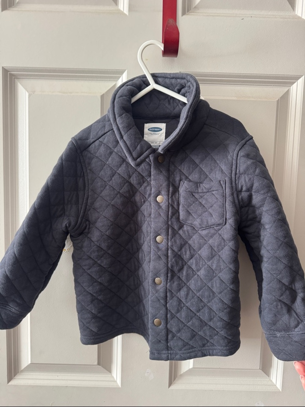 Old Navy Quilted Gray Kids Puffer Jacket with Snap Front
